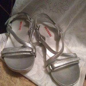 Silver Prada sandals size 8